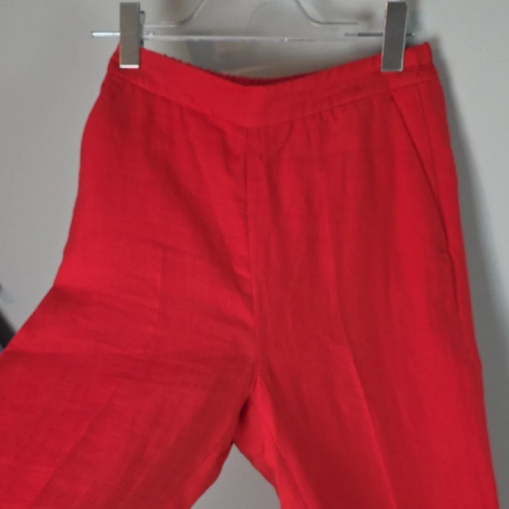 NEW ZARA red pull on wide leg pants womens size xs 26x32